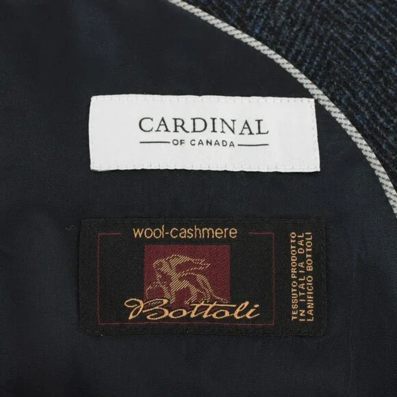 Cardinal of Canada NWT Top Coat Size 42R US Blue & Black Herringbone Wool/Cash